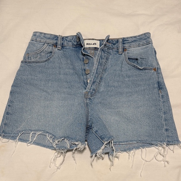 ROLLA'S Light Blue Frayed Hem Jean Shorts - Picture 1 of 2